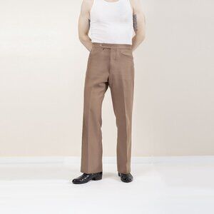 Vintage 70s Levi's Action Slacks Sta-Prest Tan Polyester Pants 32x30